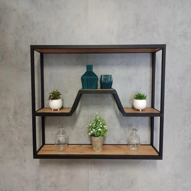 طراحی و سفارش قفسه فلز و چوب دستان دکور